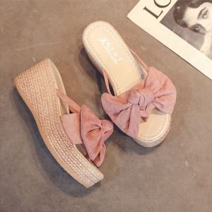 리본 통굽 슬리퍼 왕리본슬리퍼