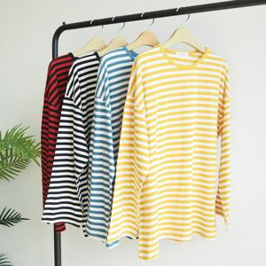 긴팔 라운드넥 스트라이프 티셔츠 오버핏 단가라