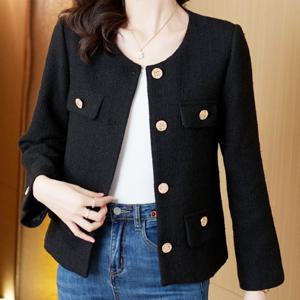 [블랙퀸] 하객룩금장버튼 트위드자켓 blk001042