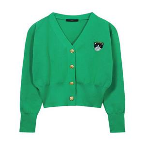 [르샵]고양이 자수 포인트 긴팔 니트 가디건 (DO1CK018A)