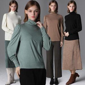 [르오트][홈쇼핑방송/르오트(LeOT)] 울 블렌디드 퍼프 셔링 터틀넥 티셔츠(4종택일)-사이즈 4488다양