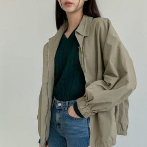 [옷자락] 여자 톤다운 아노락 스트링 루즈핏 바람막이 점퍼