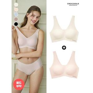 [크로커다일 이너웨어]몰드부착 U넥 런닝형 메쉬브라 1+1 택1