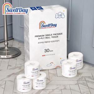 [홈스웰]스웰데이 개별포장 4겹 화장지 총60롤 (23MX30롤X2팩)