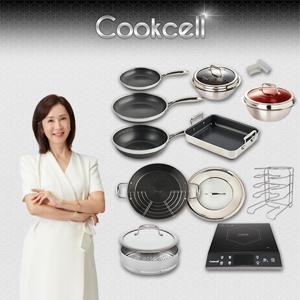 [쿡셀] 블랙큐브 세라믹 IH프라이팬+가마솥+패밀리팬 특집구성(프라이팬22cm, 프라이팬28cm, 궁중팬28cm)+사각멀티팬+블랙가마솥22cm/뚜껑,레드가마솥22cm/뚜껑, 36패밀리팬/뚜껑, 28찜기, 28유리뚜껑, 실리콘 손잡이(2P)+프라이팬거치대, 쿡셀인덕션