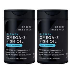 [APP전용][유통기한 2028.10] 스포츠리서치 알래스카산 오메가3 피쉬 오일 트리플 스트렝스 소프트젤 180정 1/2/3통