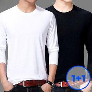 [무배]1+1세트 남녀 순면 100% 코마사 무지 긴팔티 면티셔츠/이너티 KOFM2TL