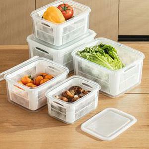 [자유생활] 물빠짐 채반 밀폐용기 2,500ml + 2,500ml 세트