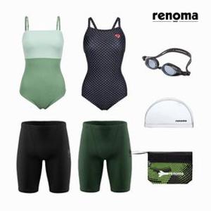 [레노마수영복] 신축성과 스타일을 겸비한 수영복!+수경/수모/가방 세트