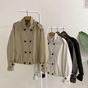 허니제이 / 에르밀 하이넥 버클 더블 포켓 트렌치 자켓(4color)