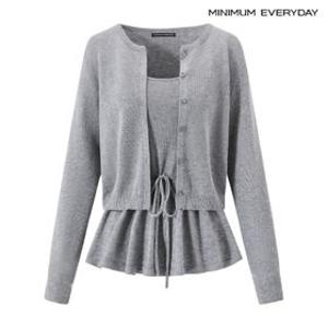 [미니멈 에브리데이]페플럼 스트링 슬리브리스 가디건 세트 (EC1CK007D)