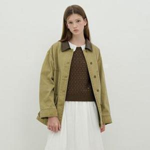 [올리브데올리브] 카라 가죽 배색 옥스포드 워크자캣 OE5AJ8640