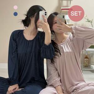 [애니바디] 여성 피치기모 9부 파자마 세트-노카라 ANJS26162_7358