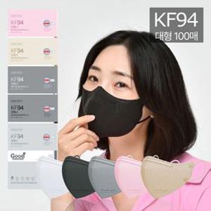굿매너 KF94 새부리형 마스크 컬러 대형 중형 100매(5매입x20개)