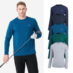 남성 골프웨어 자카드 라운드 냉감 긴팔 티셔츠