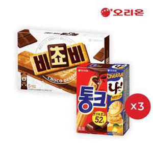 오리온 비쵸비 5P 125g 3개 + 나샌드 유자크림 77g 3개 + 통크 45g 3개