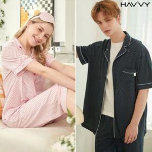 [딜크릿][하비] 남여커플 여름인견 잠옷바지 상하세트 홈웨어