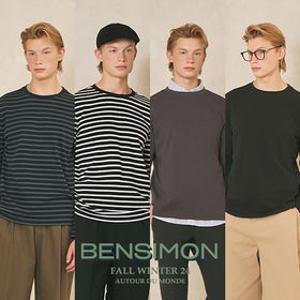 [APP전용] [벤시몽] 남성 워셔블 스트라이프 긴팔 티셔츠 4종택일