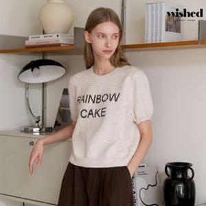 라운드넥 레터링 포인트 반팔 니트 (WICCNT005)