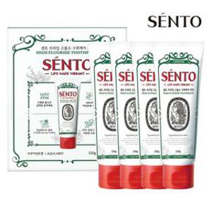 [APP전용] [최종가9,910원 / 2세트핸드워시증정]센토 프리미엄 고불소 치약 구취 잇몸 미백 어린이치약 120g 4개입