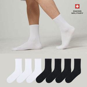 스위스밀리터리 남성용 데일리 스포츠 중목 양말 8켤레_블랙/화이트
