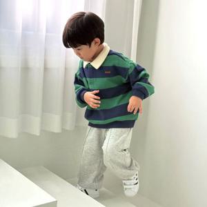 [밀리밤] 스트라이프 카라 상하세트 MLMS25W617358