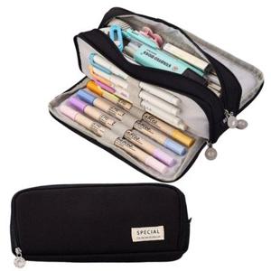 블랙 대용량 180도 필통 3중지퍼 중학생 고등학생 대학생 필통파우치 페슬케이스