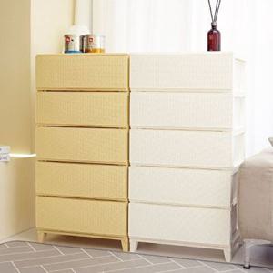 [보노하우스]가든 라탄 서랍장 와이드형 5단 플라스틱 수납장