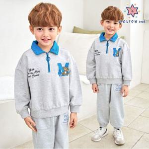 [월튼키즈]레터링 베어 카라 집업 티셔츠