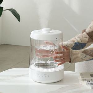 (현대Hmall) 모리츠 루미글래스 가열식 가습기 4L 대용량 SUS316 분리형 급수세척 아기 무드등 물멍 LED 가습기 MGU-040