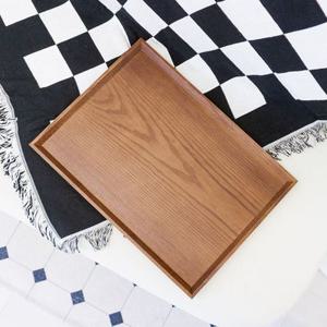 국산 논슬립 우드 쟁반 애쉬목 카페 손잡이 사각 트레이