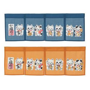 일식커튼 주방바란스 가리개 일본노렌-칠복네코 85x30cm