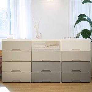 헤이즈 플라스틱 서랍장 4단 모노톤 인테리어 와이드 수납장