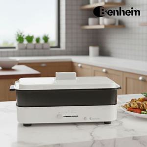 [추가쿠폰+추가적립] 벤하임 전골용+구이용 그릴 2in1 논스틱코팅 다용도 멀티 전기그릴 BER-04-001