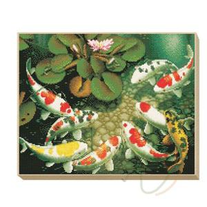 늘정 보석십자수 연못속의 잉어 40X50 보석십자수도안 자수재료