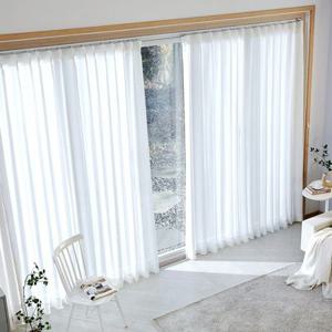 린넨필 시어 나비주름 긴창문커튼 280x235 아이보리 2p