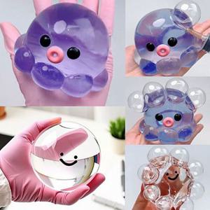 귀여운 문어 투명 볼 버블 풍선 실리콘 말랑이 주물럭 스트레스볼 장난감