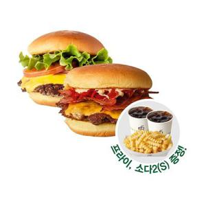 (~35% 할인)(정상가 32,400원) [쉐이크쉑] Shack 마니아 2인 세트 (쉑버거+스모크쉑버거+프라이(증정)+소다S 2EA(증정))