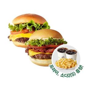 (~35% 할인)(정상가 32,400원) [쉐이크쉑] Shack 스페셜 2인 세트 (쉑버거+베이컨쉑버거+프라이(증정)+소다S 2EA (증정))