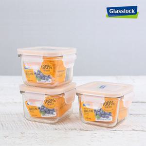 글라스락 밀폐용기 정사각210ml 3개 반찬통