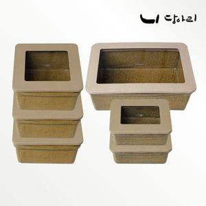 옹기 사각 항아리 김치통 반찬통 6종 가족세트 (소형500ml 3+종지형220ml 2+중형1.5L 1)