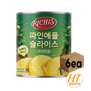 동서 리치스 파인애플슬라이스 통조림캔 프리미엄 3kg,6개/업소용 대용량