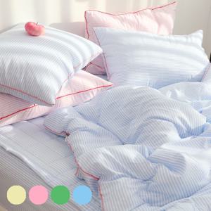 포근하고 먼지없는 스트라이프 배색 라인 차렵이불세트/패드/매트리스커버/4종 S Q
