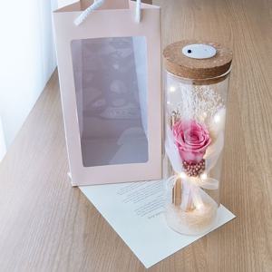 유리병 꽃다발 편지지, led 유리병 선물, 시들지 않는 꽃 프리저브드 꽃다발