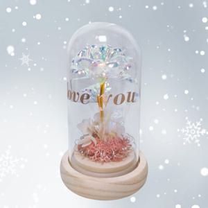 홀로그램 장미 LED무드등, 유리돔 무드등 레터링, 장미 조명,문구 스티커 포함,기념일선물