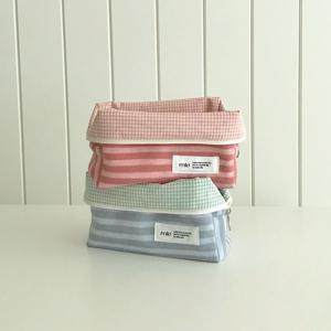 스트라이프 사각 파우치 - 2 colors (패브릭 면 천 여행용 화장품 생리대 파우치)