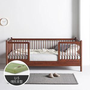 캐스터 데이베드 고무나무 원목 범퍼 가드형 아기침대 프레임 SS (B형/매트포함)