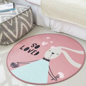 러블리 토끼 극세사 사계절 아이방 원형 러그 키즈 카페트