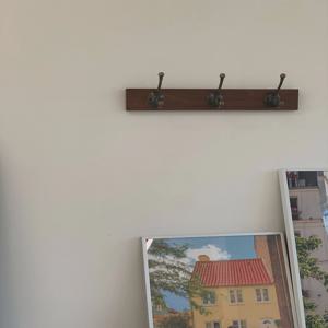 코트랙 벽선반 엔틱 원목 무지주 무타공 우드 벽걸이 후크선반 3size 2color