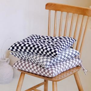 코듀로이 체크 식탁의자방석 사각 두꺼운